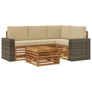 vidaXL Ensemble de canapés d'extérieur 5 Pièces Naturel et Beige
