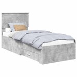 vidaXL Cadre de lit Gris Béton et Argent 70 x 190 cm Bois d'ingénierie