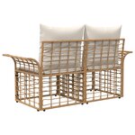vidaXL Loveseat d'extérieur 2 Pièces Blanc Naturel et Crème polyrotin