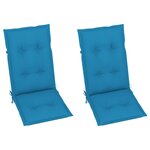 vidaXL Chaises de jardin 2 Pièces avec coussins bleu Bois de teck solide