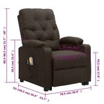 vidaXL Fauteuil de massage Marron foncé Tissu