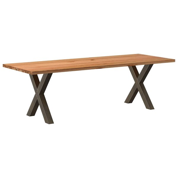 vidaXL Table à manger marron clair bois de chêne massif rectangulaire