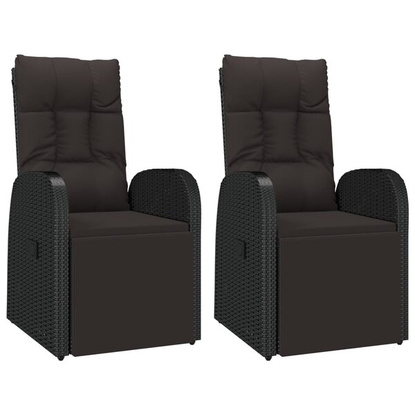 vidaXL Chaises de jardin inclinables coussins lot de 2 Résine tressée