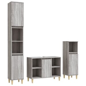 vidaXL Ensemble de meubles de salle de bain 3 Pièces Sonoma gris