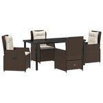 vidaXL Ensemble de repas de jardin 5 pièces Marron en poly rattan