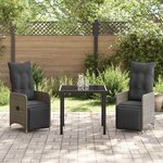 vidaXL Ensemble de salle à manger pour jardin 3 Pièces Gris Poly rotin