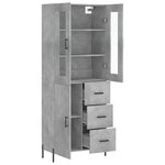 vidaXL Buffet haut Gris béton 69 5x34x180 cm Bois d'ingénierie