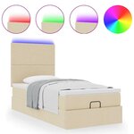 vidaXL Lit ottoman avec matelas et LED crème 90x200 cm tissu