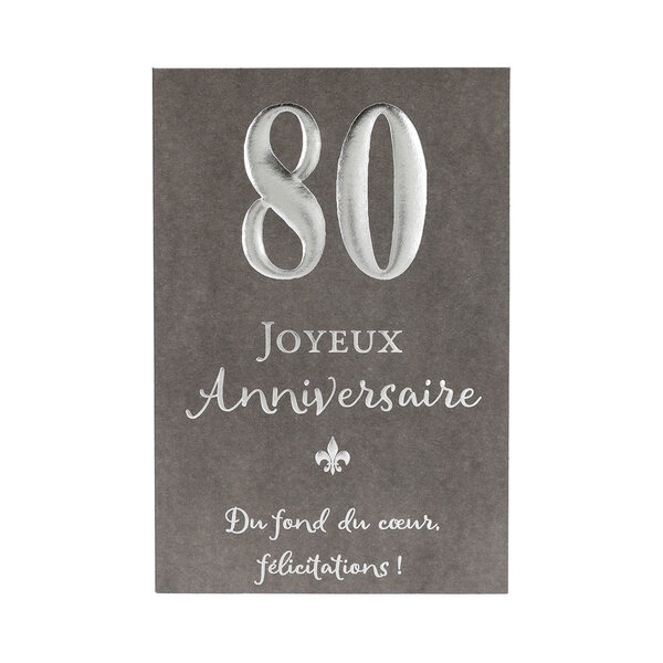 Carte Anniversaire - 80 ans Joyeux Anniversaire Du fond du coeur félicitations