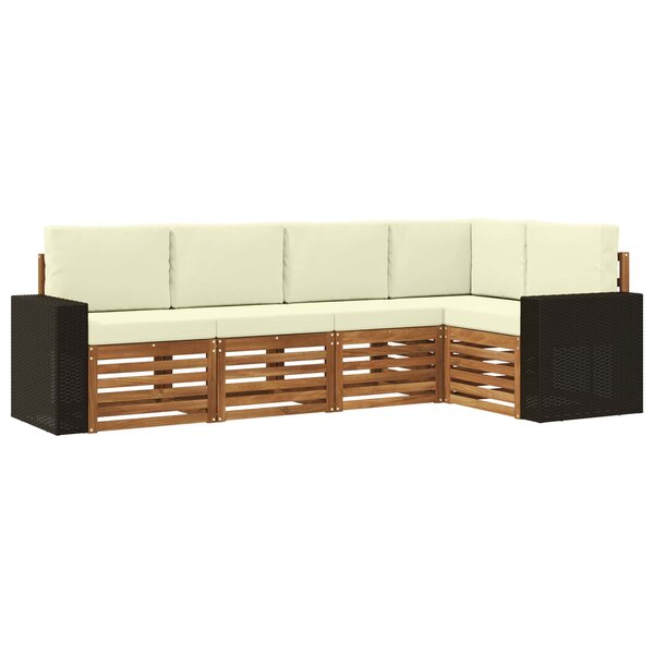 vidaXL Ensemble de canapé d'angle avec coussin 5 Pièces Naturel et Crème