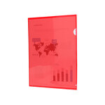 Pochette coin liderpapel polypropylène 180 microns a4 210x297mm capacité 20f coloris rouge transparent