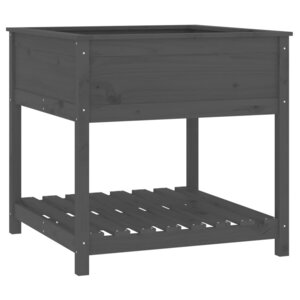 vidaXL Jardinière avec étagère Gris 82 5x82 5x81 cm Bois massif de pin