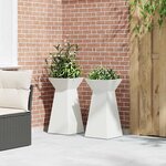 vidaXL Pots de jardin en pilier 2 Pièces  avec bol blanc de 35x35x73 cm en acier.