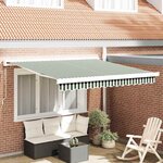 vidaXL Auvent Rétractable Vert et blanc 350 x 250 cm Tissu et Métal