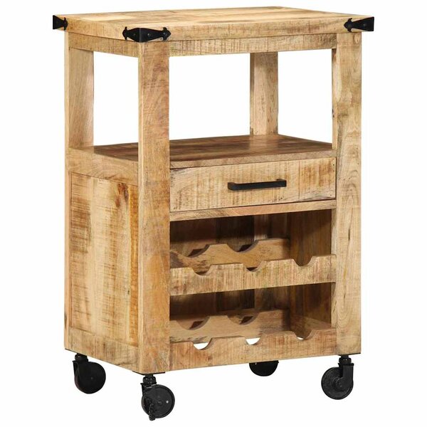 vidaXL Chariot de cuisine Marron 55 x 40 x 80 cm Bois de mangue massif