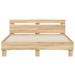 vidaXL Cadre de lit avec tête de lit et LED chêne sonoma 140x200 cm