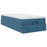 vidaXL Cadre de lit ottoman avec matelas bleu foncé 100x200 cm velours