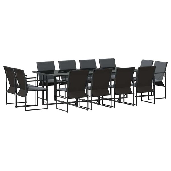 vidaXL Ensemble de salle à manger pour jardin 13 pc Noir Acier