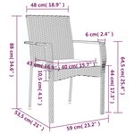 vidaXL Ensemble à manger jardin et coussins 7 Pièces gris rotin