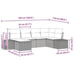 vidaXL Ensemble de canapé de jardin de 6 pièces avec coussins en poly rattan noir