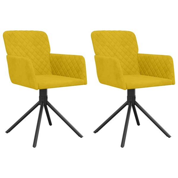 vidaXL Chaises pivotantes à manger lot de 2 Jaune Velours