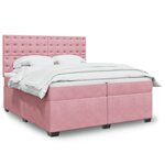 vidaXL Sommier à lattes de lit avec matelas Rose 200x200 cm Velours
