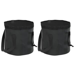 vidaXL Seaux pliables 2 Pièces noir 30 L PVC