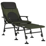 vidaXL Chaise longue de pêche avec pieds à boue réglables pliable vert