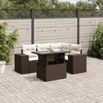 vidaXL Salon de jardin avec coussins 5 Pièces marron résine tressée