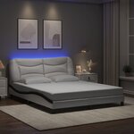 vidaXL Cadre de lit avec lumières LED blanc noir 160x200 cm similicuir