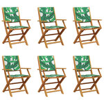 vidaXL Chaises de jardin pliantes lot de 6 vert tissu et bois massif