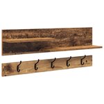 vidaXL Porte-manteau mural avec étagère avec stockage Vieux bois 90 x 15 x 36 cm
