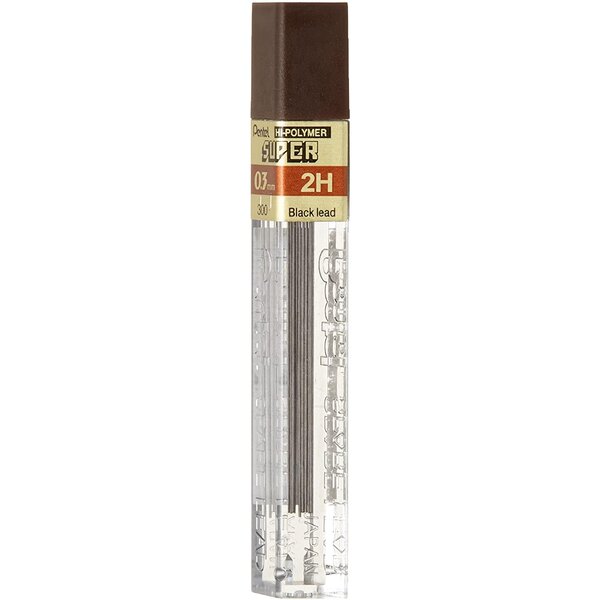 Etui de 12 mines hi polymer super 0 3 mm 2h x 12 pentel