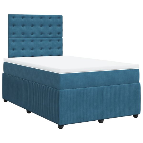 vidaXL Sommier à lattes de lit et matelas Bleu foncé 120x200cm Velours