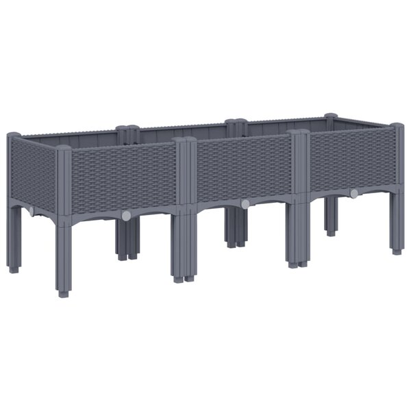 vidaXL Jardinière avec pieds gris 120x40x42 cm PP