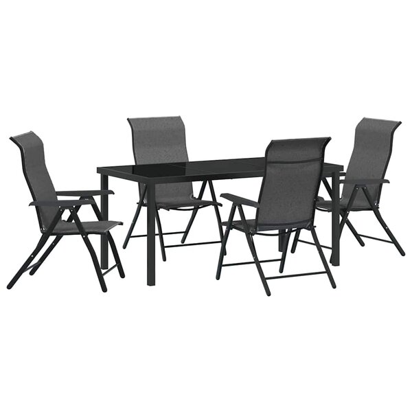 vidaXL Ensemble de salle à manger pour jardin 5 Pièces Gris Poly rotin