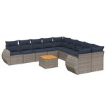 vidaXL Salon de jardin 11 Pièces avec coussins gris résine tressée