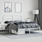 vidaXL Cadre de lit métal avec tête de lit blanc 135x190 cm