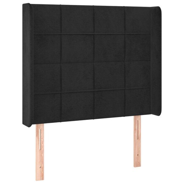 vidaXL Tête de lit avec oreilles Noir 103x16x118/128 cm Velours