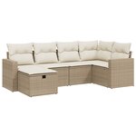vidaXL Salon de jardin avec coussins 6 Pièces beige résine tressée