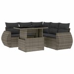 vidaXL Salon de jardin 6 Pièces avec coussins gris résine tressée