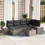 vidaXL Set de canapés de jardin 6 pièces avec coussins en rattan noir
