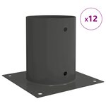 vidaXL Ancre ronde au sol 12 Pièces Anthracite 18 x 18 x 15 cm métal