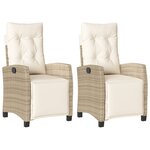 vidaXL Chaises inclinables de jardin lot de 2 avec repose-pied rotin
