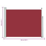 vidaXL Auvent latéral rétractable de patio 140x500 cm Rouge