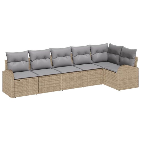 vidaXL Ensemble de canapé de jardin 6 Pièces Beige  gris clair Poly rotin