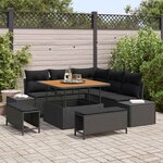 vidaXL Ensemble de canapé de jardin 8 Pièces Noir Poly rotin