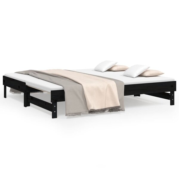 vidaXL Lit coulissant sans matelas noir 2x(75x190) cm