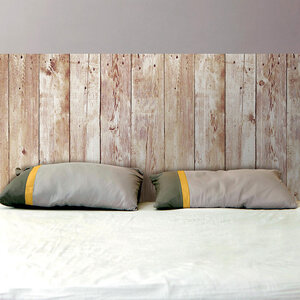 Autocollant mural tête de lit planches de bois