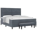 vidaXL Lit à ressorts avec matelas Gris foncé 180 x 200 cm Velours